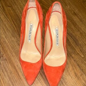 Charles David Bold Red Suede Heels